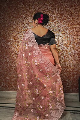 Dusty Rose color pure Organza silk saree Dusty Rose color pure Organza silk saree