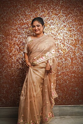 Chiku color pure Organza silk saree Chiku color pure Organza silk saree