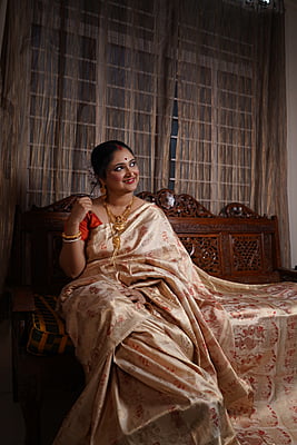 Light golden all over work Swarnachari saree on pure Mulberry silk (katan silk)