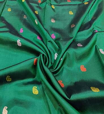 Emarald green Bonalata pure mulberry silk Swarnachari saree