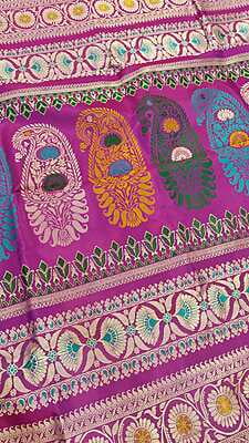 Revival Baluchari in blue rani pink dual tone pure Mulberry silk Revival Baluchari in blue rani pink dual tone pure Mulberry silk