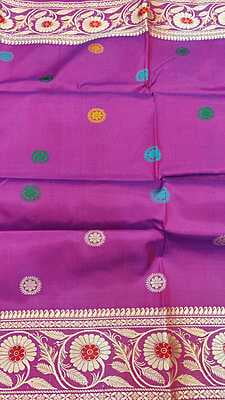 Revival Baluchari in blue rani pink dual tone pure Mulberry silk