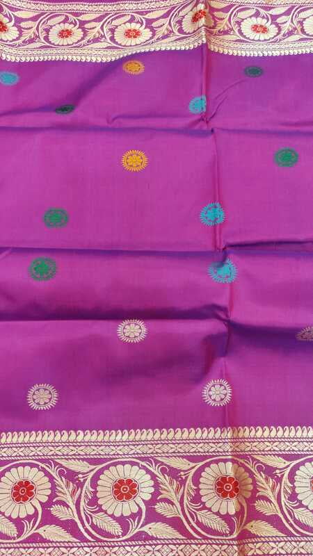 Revival Baluchari in blue rani pink dual tone pure Mulberry silk Revival Baluchari in blue rani pink dual tone pure Mulberry silk