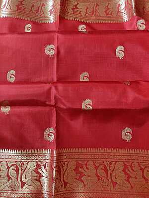 Vermillion Red color pure mulberry silk swarnachari saree Vermillion Red color pure mulberry silk swarnachari saree