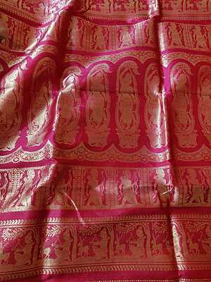 Red rani pink dual tone pure mulberry silk swarnachari saree Red rani pink dual tone pure mulberry silk swarnachari saree