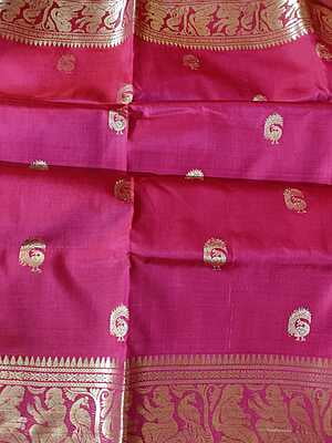 Red rani pink dual tone pure mulberry silk swarnachari saree Red rani pink dual tone pure mulberry silk swarnachari saree