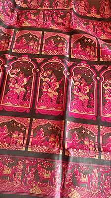Black and Rani pink Figure motif pure katan silk Baluchari saree Black and Rani pink Figure motif pure katan silk Baluchari saree