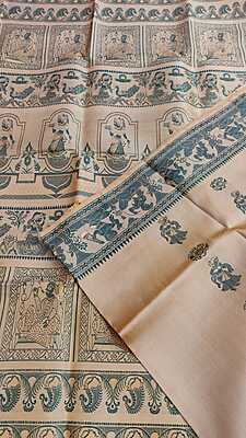 Figure motif sandlwood color meena work pure Mulberry silk Baluchari Figure motif sandlwood color meena work pure Mulberry silk Baluchari
