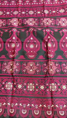 Black Baluchari with rani pink, white and red meena on pure mulberry silk Black Baluchari with rani pink, white and red meena on pure mulberry silk