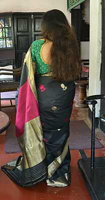 Black rose swarnachari on pure Mulberry silk Black rose swarnachari on pure Mulberry silk