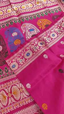 Rani pink multiple meena work Baluchari saree