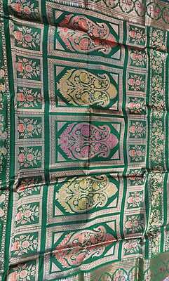 Emerald green multiple color meena work pure Mulberry silk Revival Baluchari saree Emerald green multiple color meena work pure Mulberry silk Revival Baluchari saree