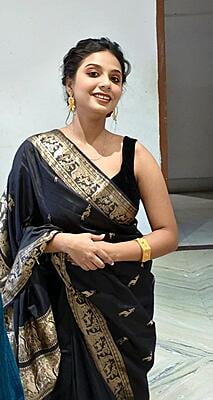 Black pure katan silk Heeran Swarnachari Black pure katan silk Heeran Swarnachari