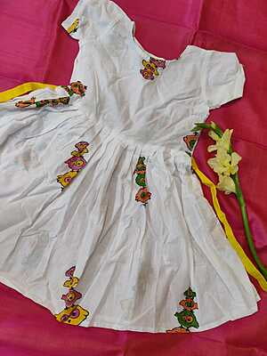 Soft and breathable hand block print cotton frock with quirky print