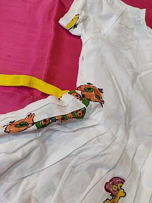 Soft and breathable hand block print cotton frock with quirky print