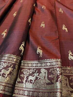 Chocolate brown color pure Mulberry silk Heeran Swarnachari Chocolate brown color pure Mulberry silk Heeran Swarnachari