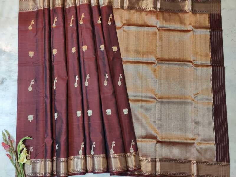 Chocolate brown Samradhi pure Mulberry silk collection Chocolate brown Samradhi pure Mulberry silk collection