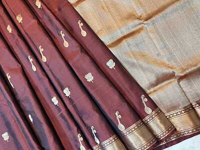 Chocolate brown Samradhi pure Mulberry silk collection Chocolate brown Samradhi pure Mulberry silk collection