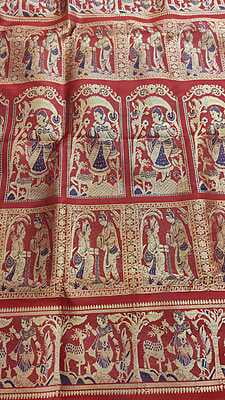 Red all overwork pure Mulberry silk pure Swarnachari saree Red all overwork pure Mulberry silk pure Swarnachari saree