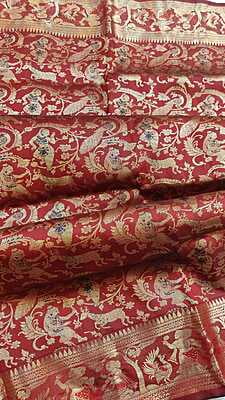 Red all overwork pure Mulberry silk pure Swarnachari saree Red all overwork pure Mulberry silk pure Swarnachari saree