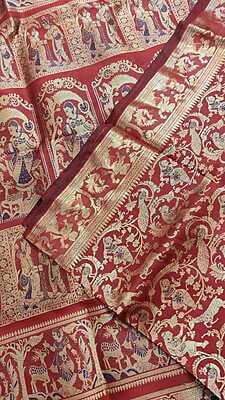 Red all overwork pure Mulberry silk pure Swarnachari saree