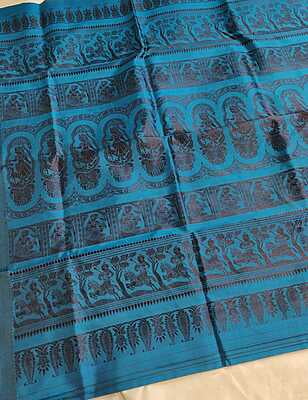 Blue and black combination without meena pure Mulberry silk Baluchari Blue and black combination without meena pure Mulberry silk Baluchari
