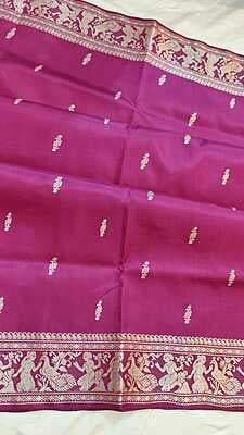 Pink pure Mulberry silk Baluchari saree