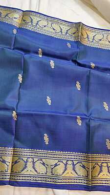 Ink blue with contrast pink pallu kadambari pure Mulberry silk saree Ink blue with contrast pink pallu kadambari pure Mulberry silk saree