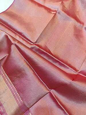 Rose pink color pure Mulberry silk flower motif Swarnachari saree Rose pink color pure Mulberry silk flower motif Swarnachari saree