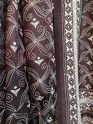 Mahogany color hand kantha pure Bangalore silk Mahogany color hand kantha pure Bangalore silk