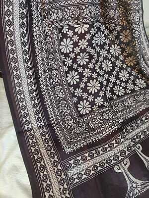 Mahogany color hand kantha pure Bangalore silk Mahogany color hand kantha pure Bangalore silk