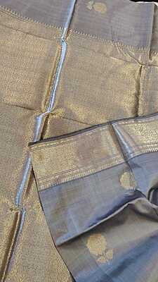 Grey color pure mulberry silk rise Swarnachari saree Grey color pure mulberry silk rise Swarnachari saree