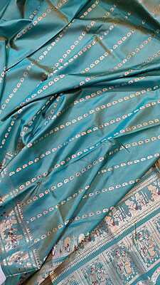 Sea green and Mustard dual tone pure Mulberry silk Swarnachari saree Sea green and Mustard dual tone pure Mulberry silk Swarnachari saree