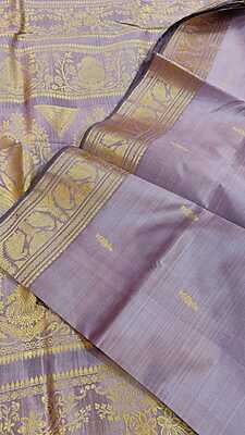 Lavender color pure Mulberry silk Baluchari saree from our Kadambari Series