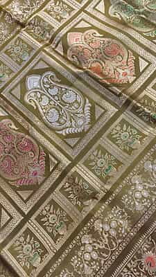 Mehandi green golani buta mulberry silk revival swarnachari saree Mehandi green golani buta mulberry silk revival swarnachari saree