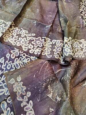 Shades of Purple and violet hand batik Mulberry silk saree Shades of Purple and violet hand batik Mulberry silk saree