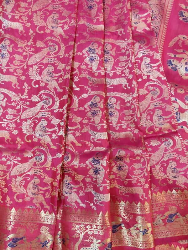 Pink all over work pure Mulberry silk swarnachari saree Pink all over work pure Mulberry silk swarnachari saree