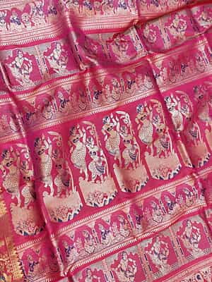 Pink all over work pure Mulberry silk swarnachari saree Pink all over work pure Mulberry silk swarnachari saree