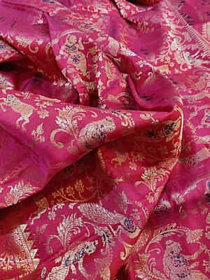 Pink all over work pure Mulberry silk swarnachari saree Pink all over work pure Mulberry silk swarnachari saree