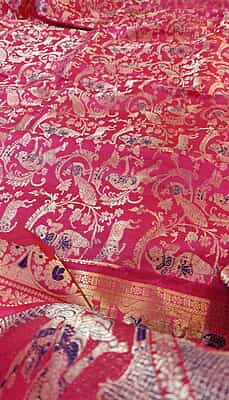 Pink all over work pure Mulberry silk swarnachari saree Pink all over work pure Mulberry silk swarnachari saree
