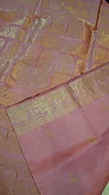 Baby pink color pure Mulberry silk Heeran swarnachari saree Baby pink color pure Mulberry silk Heeran swarnachari saree