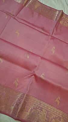 Baby pink color pure Mulberry silk Heeran swarnachari saree