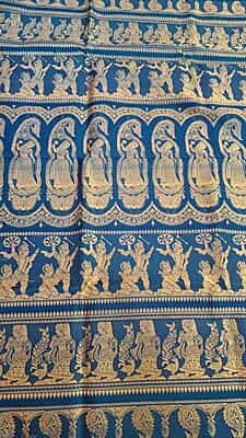Blue pure Mulberry silk figure motif on the pallu and border Baluchari saree Blue pure Mulberry silk figure motif on the pallu and border Baluchari saree