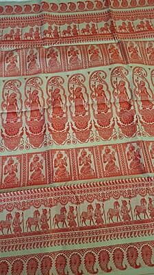 Ricebody color with red motif pure Mulberry silk Baluchari saree Ricebody color with red motif pure Mulberry silk Baluchari saree