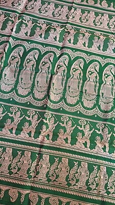 Green color pure katan silk Baluchari from Kadambori series Green color pure katan silk Baluchari from Kadambori series