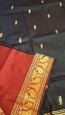 Kadambori black and red color pure Mulberry silk Baluchari