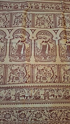 Beige color meena work pure katan silk Baluchari saree Beige color meena work pure katan silk Baluchari saree