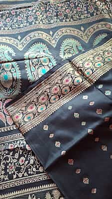 Black 2000 buta Swarnachari saree in Pure Mulberry silk Black 2000 buta Swarnachari saree in Pure Mulberry silk