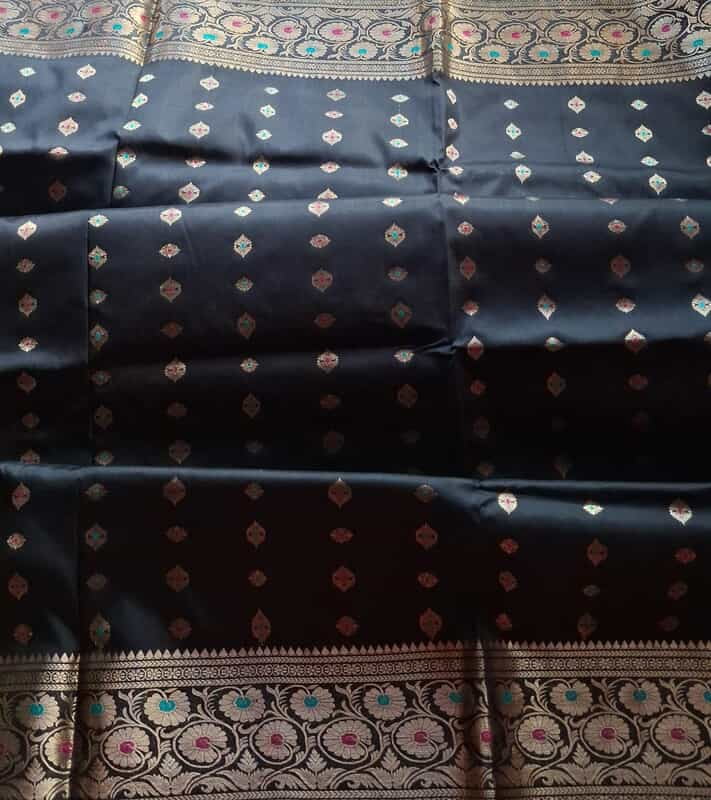 Black 2000 buta Swarnachari saree in Pure Mulberry silk Black 2000 buta Swarnachari saree in Pure Mulberry silk