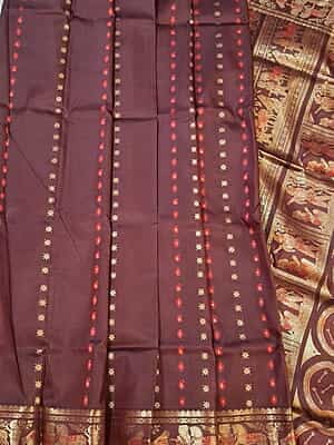 Chocolate color2000 buta pure Mulberry silk Swarnachari saree Chocolate color2000 buta pure Mulberry silk Swarnachari saree
